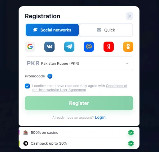 1win registration